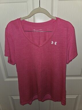 Under Armour V-Neck Top — Pink, Loose, XL